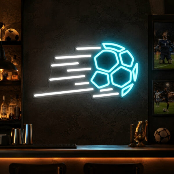 Soccer Bar Neon Sign - Speeding Soccer Ball Wall Art