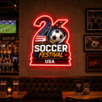 Soccer Bar Neon Sign - USA Soccer Festival Wall Decor