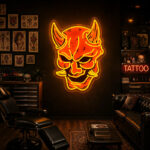 Tattoo Shop Neon Sign - Hannya Demon Mask Wall Light