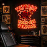 Tattoo Shop Neon Sign - Walk-Ins Welcome Wall Light