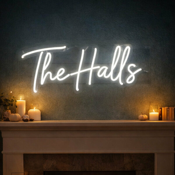 “The Halls” Neon Sign – Custom Family Name LED Neon Script Sign for Home Décor