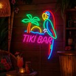 Tiki Bar Neon Sign - Tropical Parrot LED Wall Decor for Home Bar & Patio