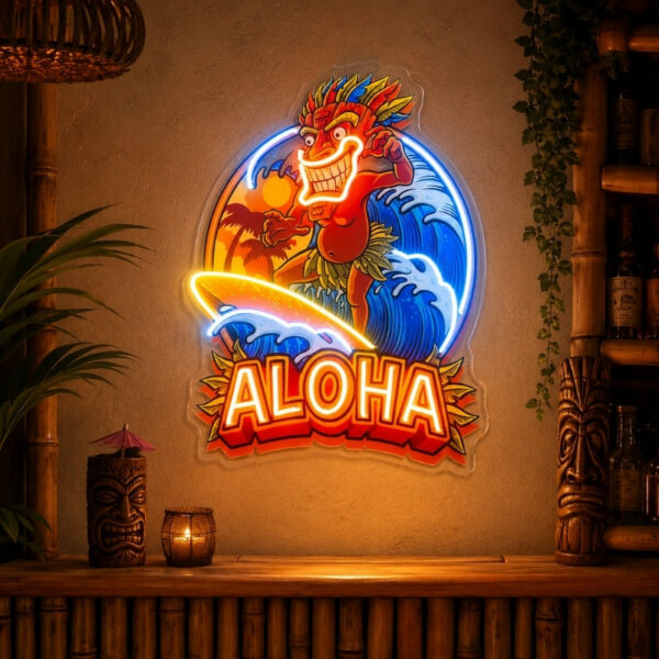 Tiki Bar Neon Sign Tropical - Aloha Tiki Wall Decor | Custom Your