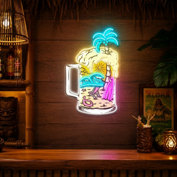 Tiki Bar Neon Sign Tropical - Beach Mug Wall Decor