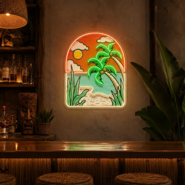 Tiki Bar Neon Sign Tropical - Beach Palm Wall Decor