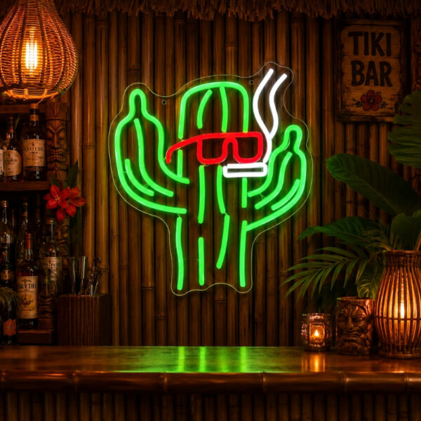 Tiki Bar Neon Sign Tropical - Cool Cactus Wall Decor