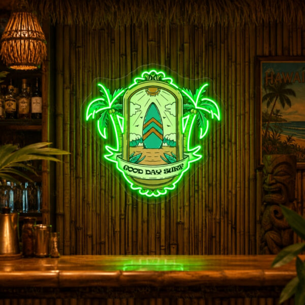 Tiki Bar Neon Sign Tropical - Good Day Surf Wall Decor | Custom Your