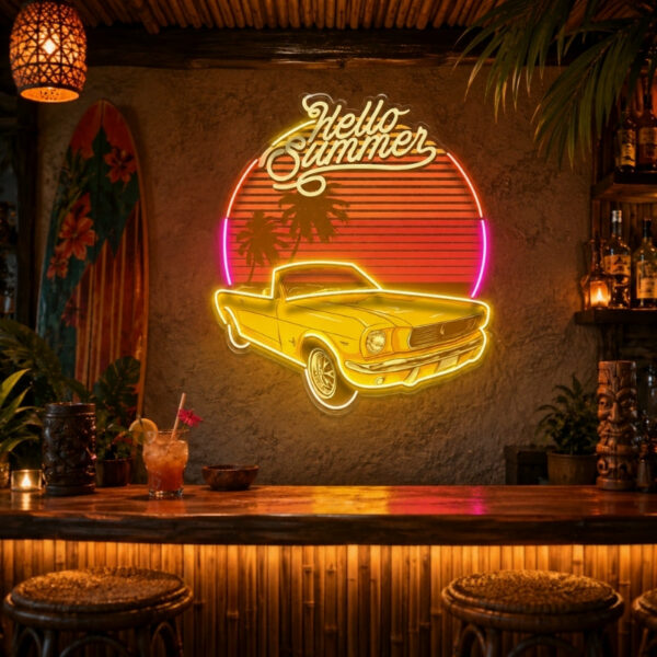 Tiki Bar Neon Sign Tropical - Hello Summer Car Decor | Custom Your