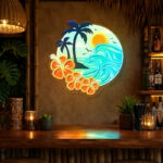Tiki Bar Neon Sign Tropical - Hibiscus Beach Decor