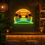 Tiki Bar Neon Sign Tropical - Palm Sunset Wall Decor