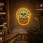 Tiki Bar Neon Sign Tropical - Skull Pineapple Decor