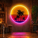 Tiki Bar Neon Sign Tropical - Sunset Palm Wall Decor