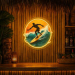 Tiki Bar Neon Sign Tropical - Surfer Wave Wall Decor