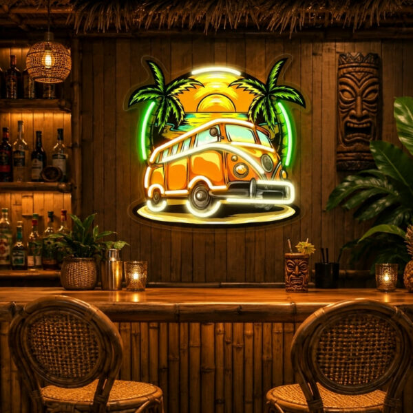 Tiki Bar Neon Sign Tropical - Vintage Van Wall Decor
