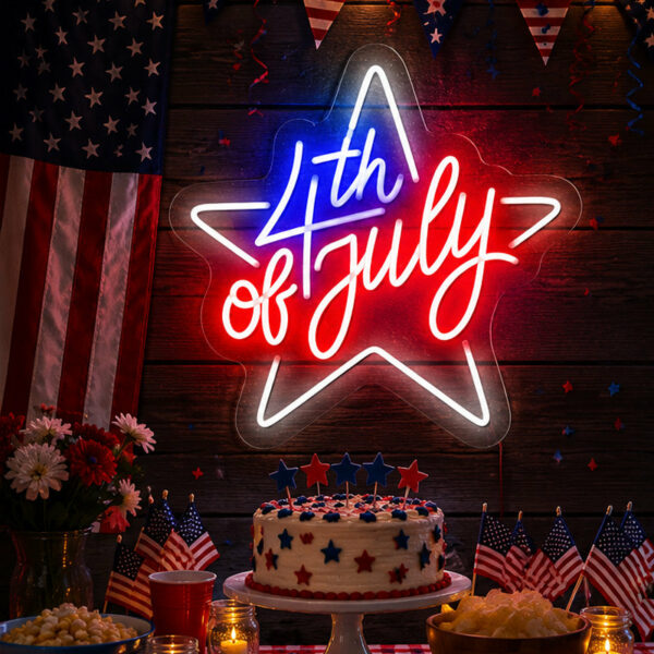 USA 250th Anniversary Neon Sign – 4th of July Star