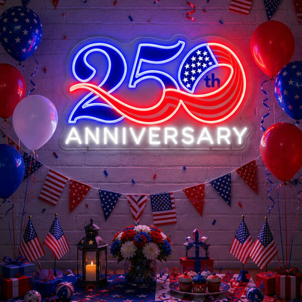 USA 250th Anniversary Neon Sign – Patriotic LED Decor