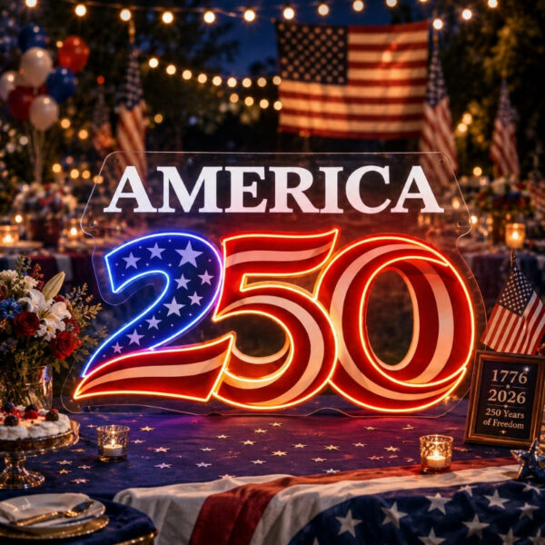 USA 250th Anniversary Neon Sign - America Party Decor