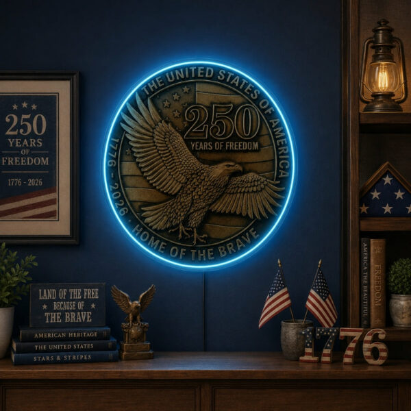 USA 250th Anniversary Neon Sign - Eagle Coin Decor