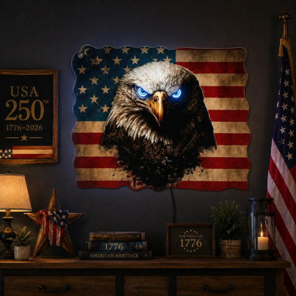 USA 250th Anniversary Neon Sign - Eagle Eye Flag