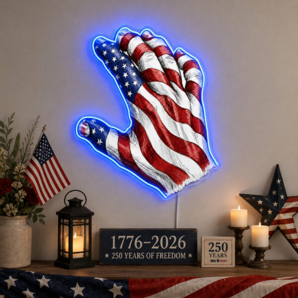 USA 250th Anniversary Neon Sign - Liberty Flag Art