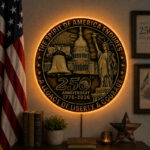 USA 250th Anniversary Neon Sign - Liberty Coin Art