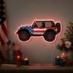 USA 250th Anniversary Neon Sign - Patriotic Jeep Art