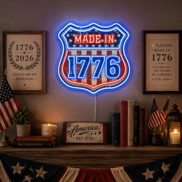 USA 250th Anniversary Neon Sign - Patriotic Shield