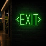 Wayfinding Neon Signs - Green Exit Arrow Wall Light