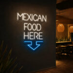 Wayfinding Neon Signs - Mexican Food Here Wall Light
