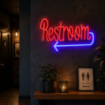 Wayfinding Neon Signs - Restroom Arrow Wall Light