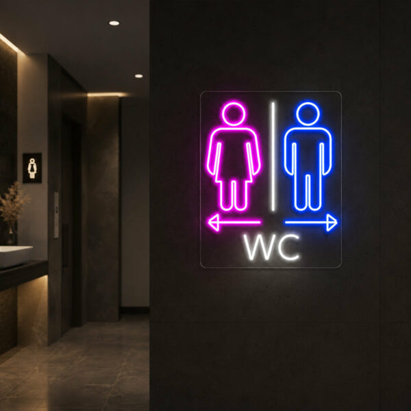 Wayfinding Neon Signs - WC Restroom LED Wall Light
