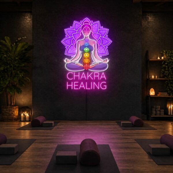 Custom Yoga Studio Neon Sign | Chakra Healing LED Wall Decor | Meditation Room Light