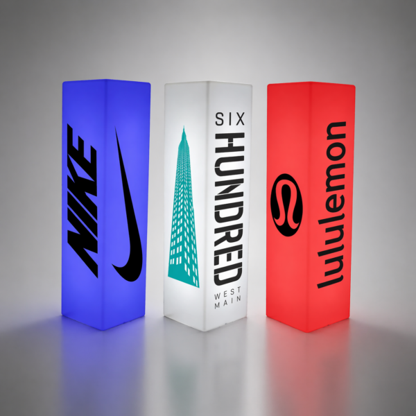 Custom Logo LED Pillar | 32" RGB Color-Changing Wireless Display for Events & Corporate Branding