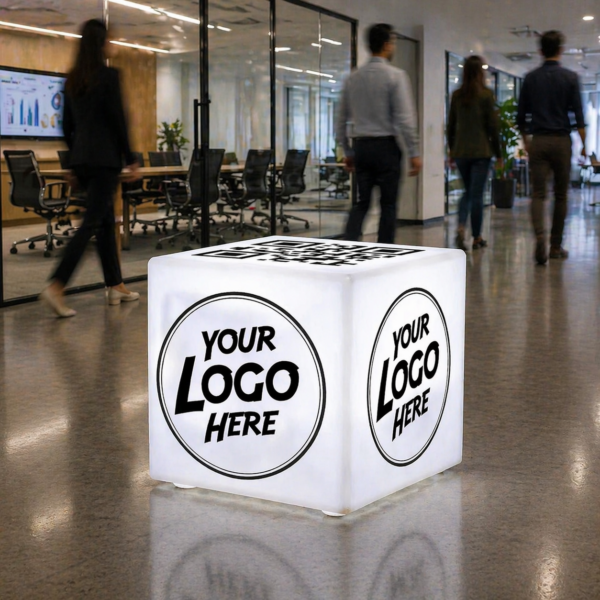 Custom Logo LED Light Box Sign — Multicolor RGB Illuminated Cube for Corporate Events